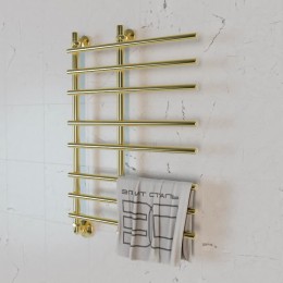 Полотенцесушитель водяной Элит Сталь Hairbrush золото 700x600 (нижнее слева)
